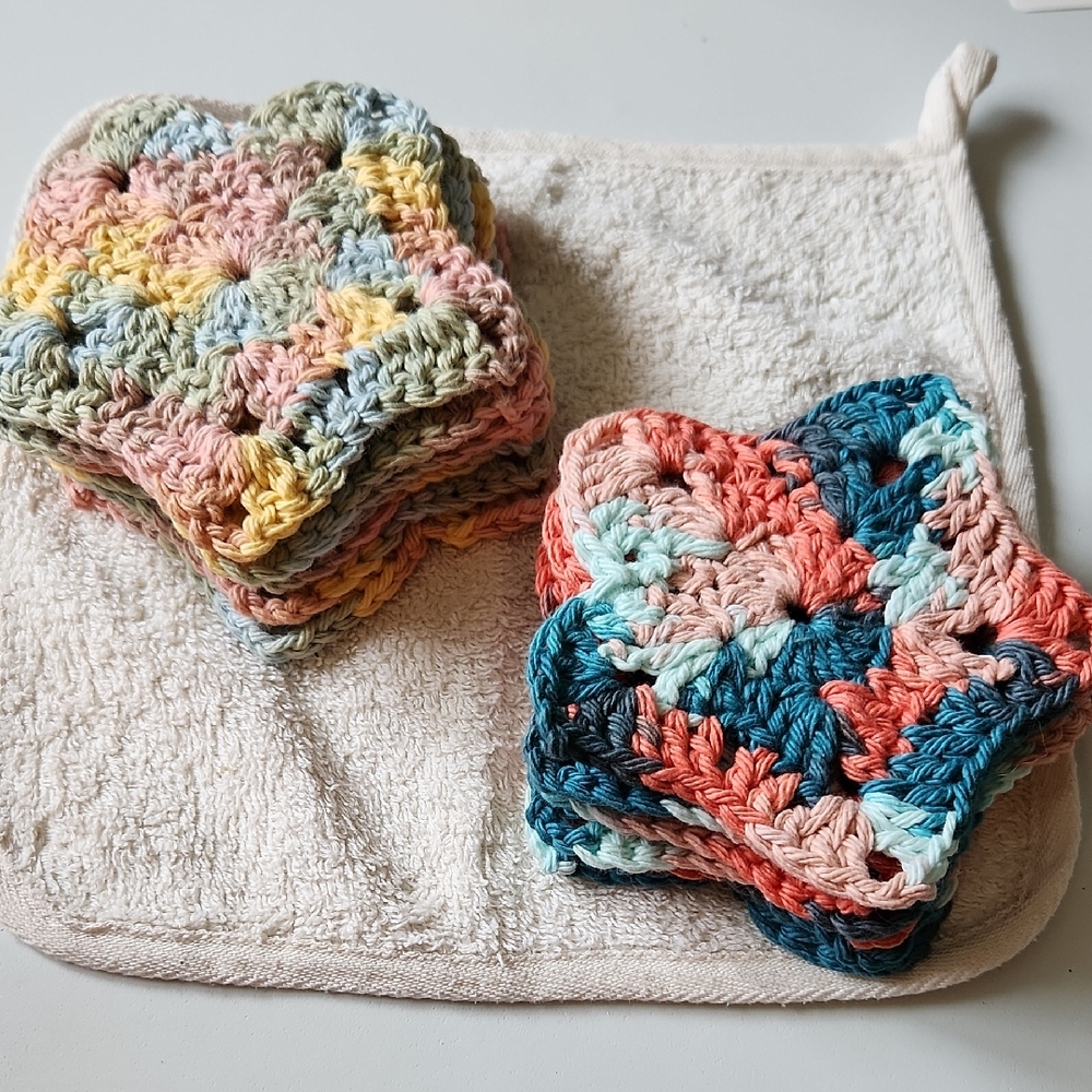 Handmade Crochet Star Coasters Set 6 of each color = 12 total